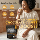 MariGold Collagen Coffee Protein Drink in a glass with ice