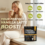 MariGold Collagen Coffee Protein Drink with coffee beans