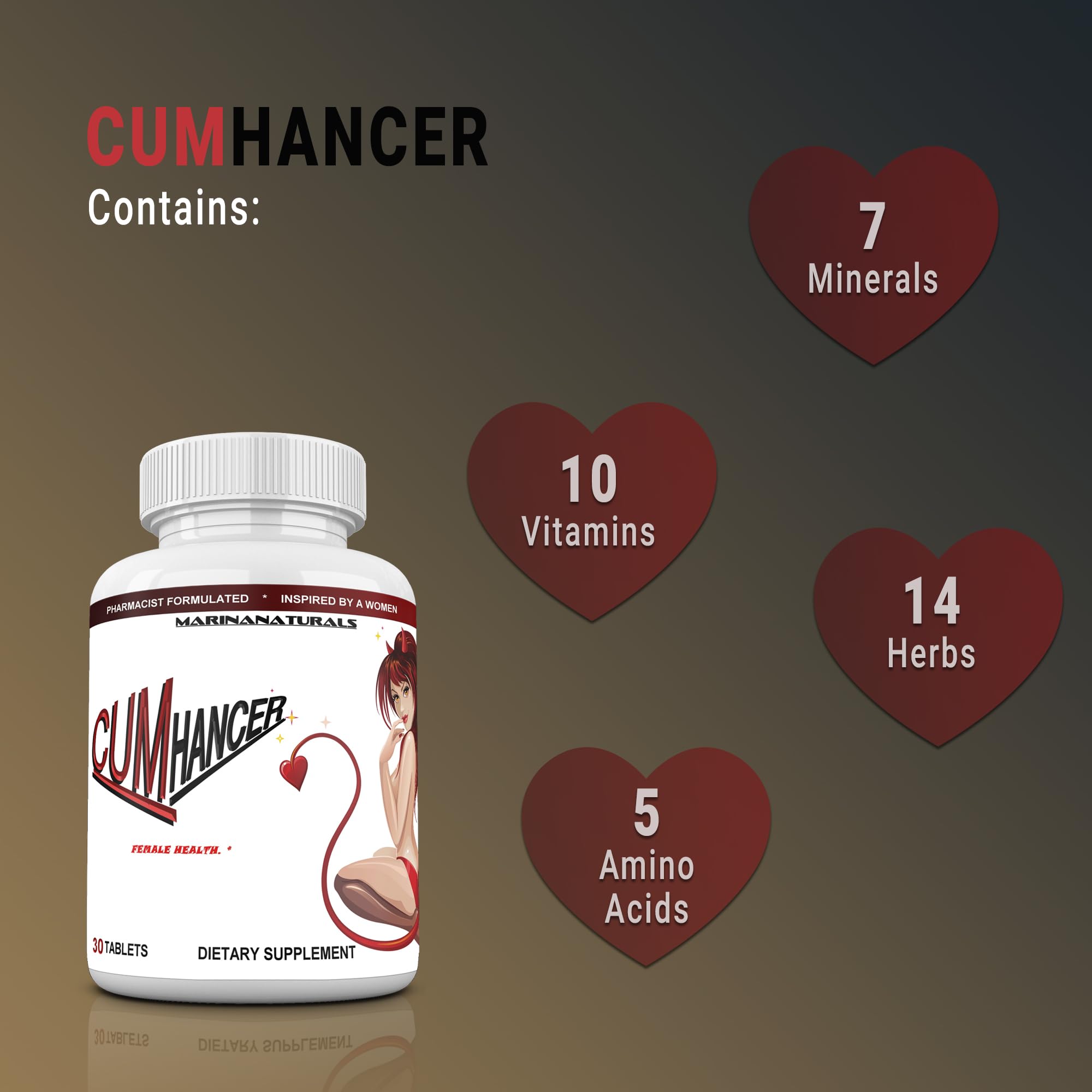 MARINANATURALS CUMHANCER supplement with a measuring spoon