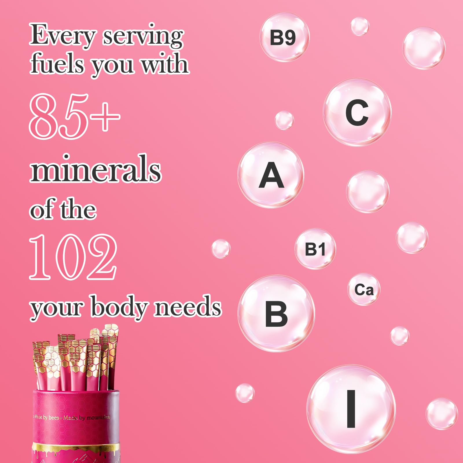 Marinix Shilajit Honey Sticks for Women product back view