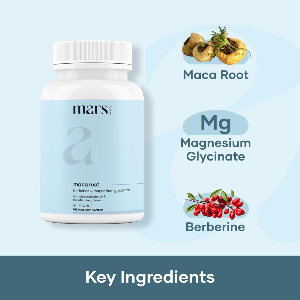 mars by GHC Ginseng and Maca Root Supplement on a wooden table