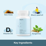 mars by GHC Sea Moss Black Seed Oil Vitamin D3 Supplement capsule close-up