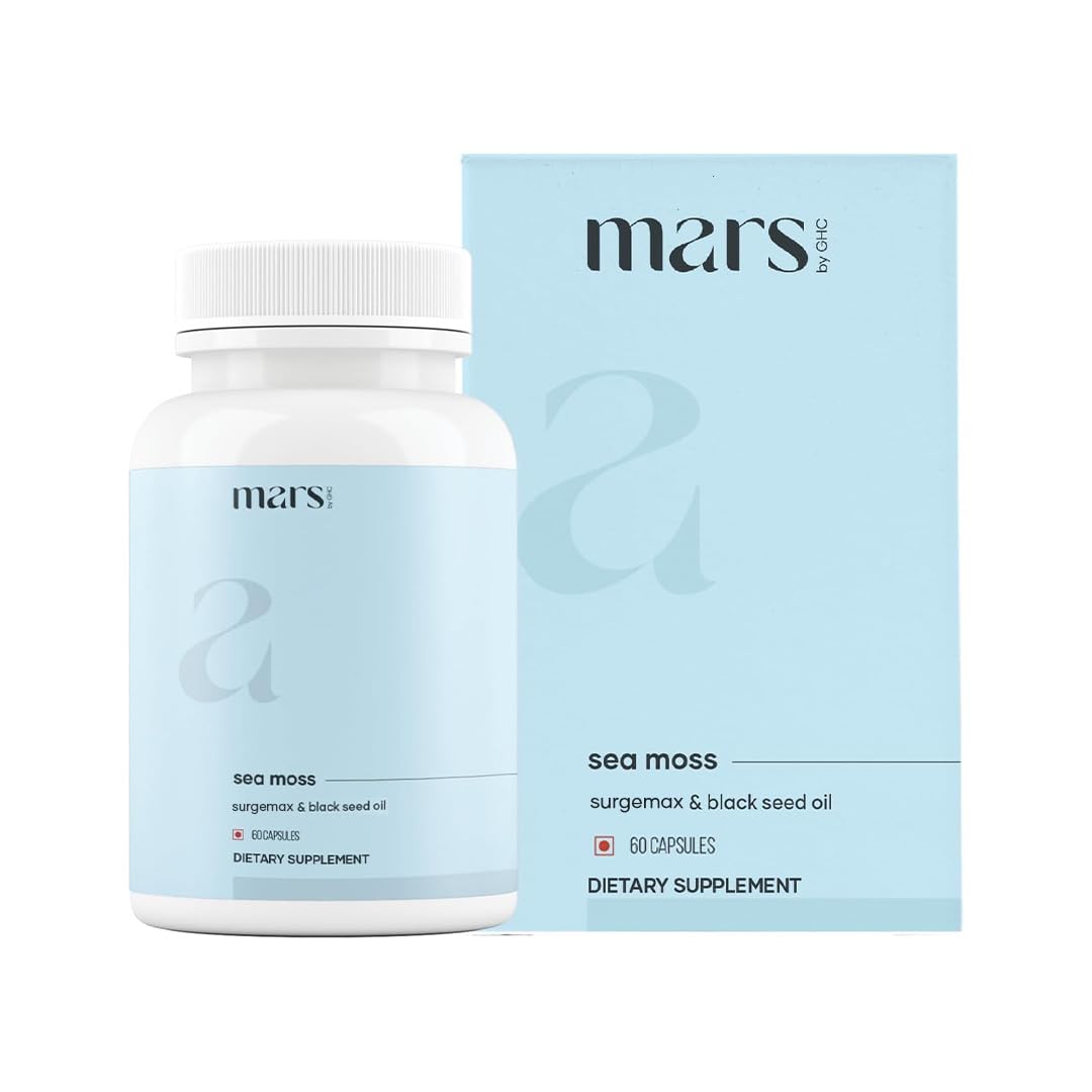 mars by GHC Sea Moss Black Seed Oil Vitamin D3 Supplement front view