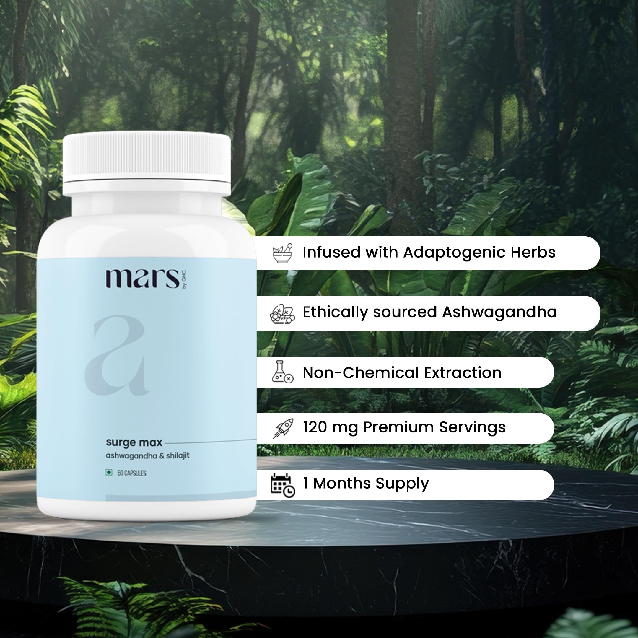 mars by GHC Surgemax 60 Capsules back view