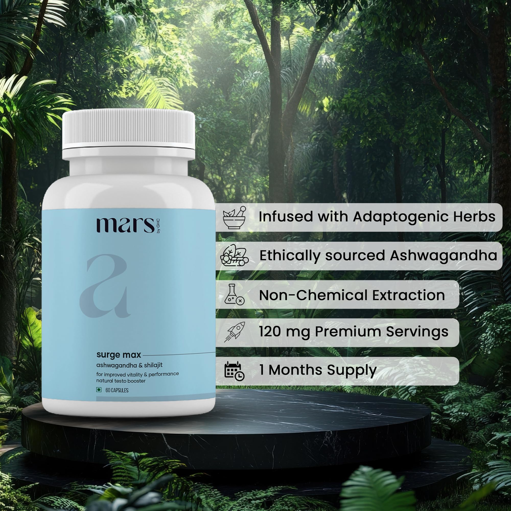 mars by GHC Surgemax Shilajit Capsules opened pack