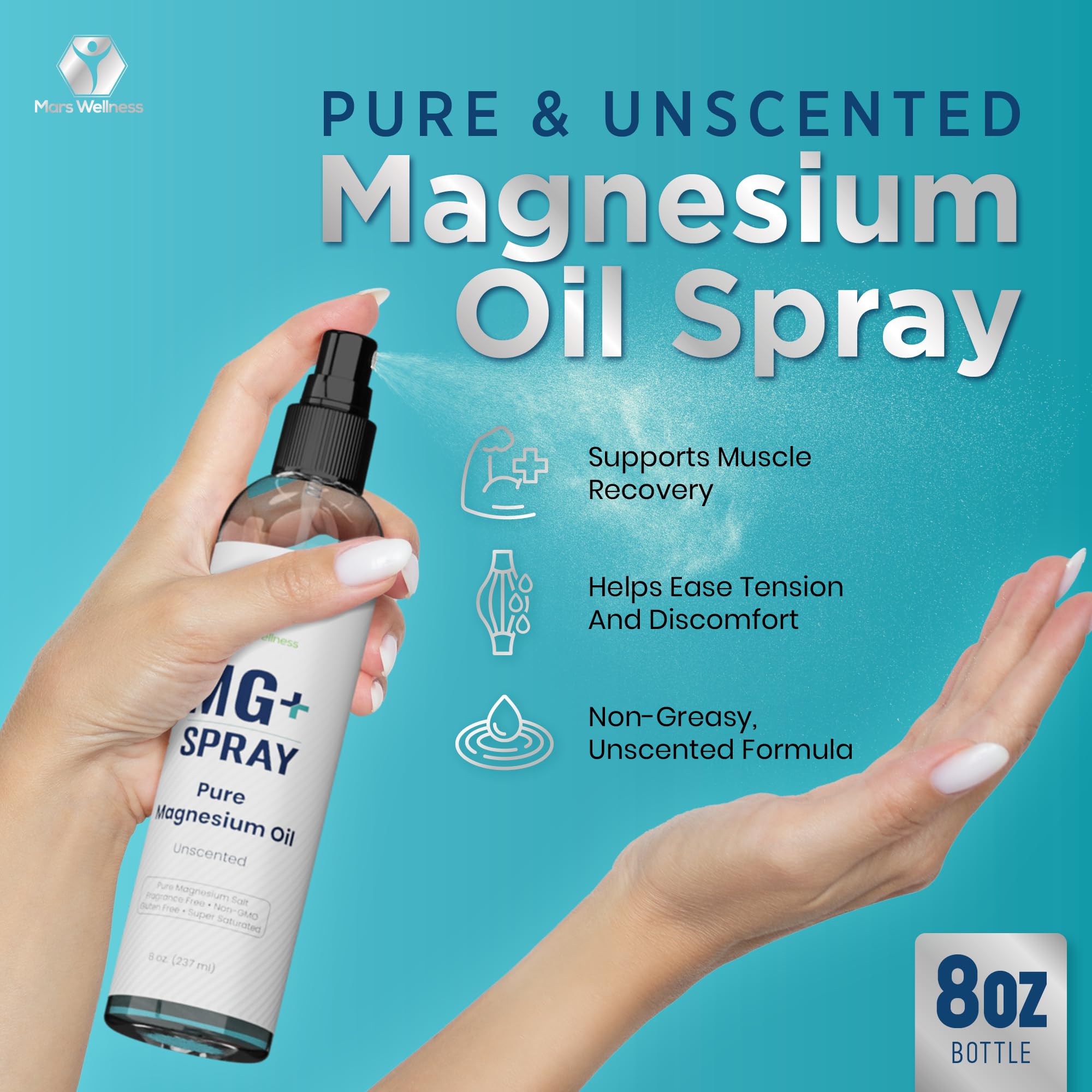 MARS WELLNESS Magnesium Oil Spray 8oz side view