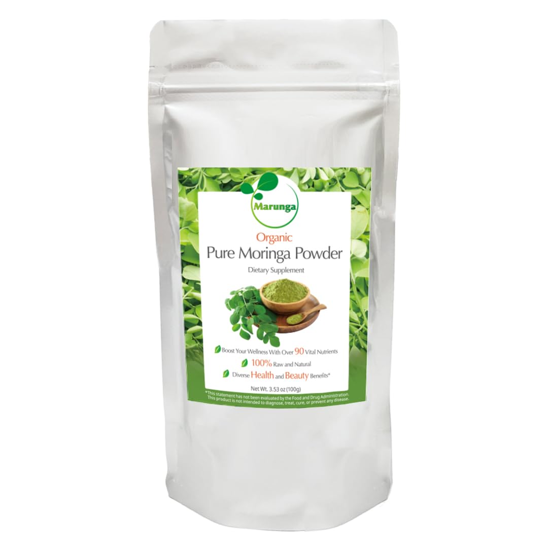 Marunga Moringa Powder 100g front view with packaging