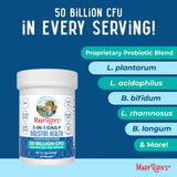 MARYRUTH'S 3-in-1 Probiotics capsule bottle with a glass of water