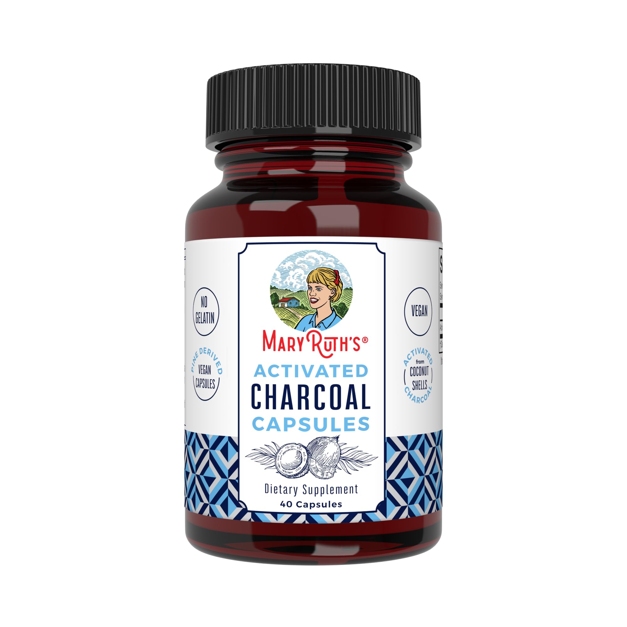 MARYRUTH'S Activated Charcoal Capsules bottle front view