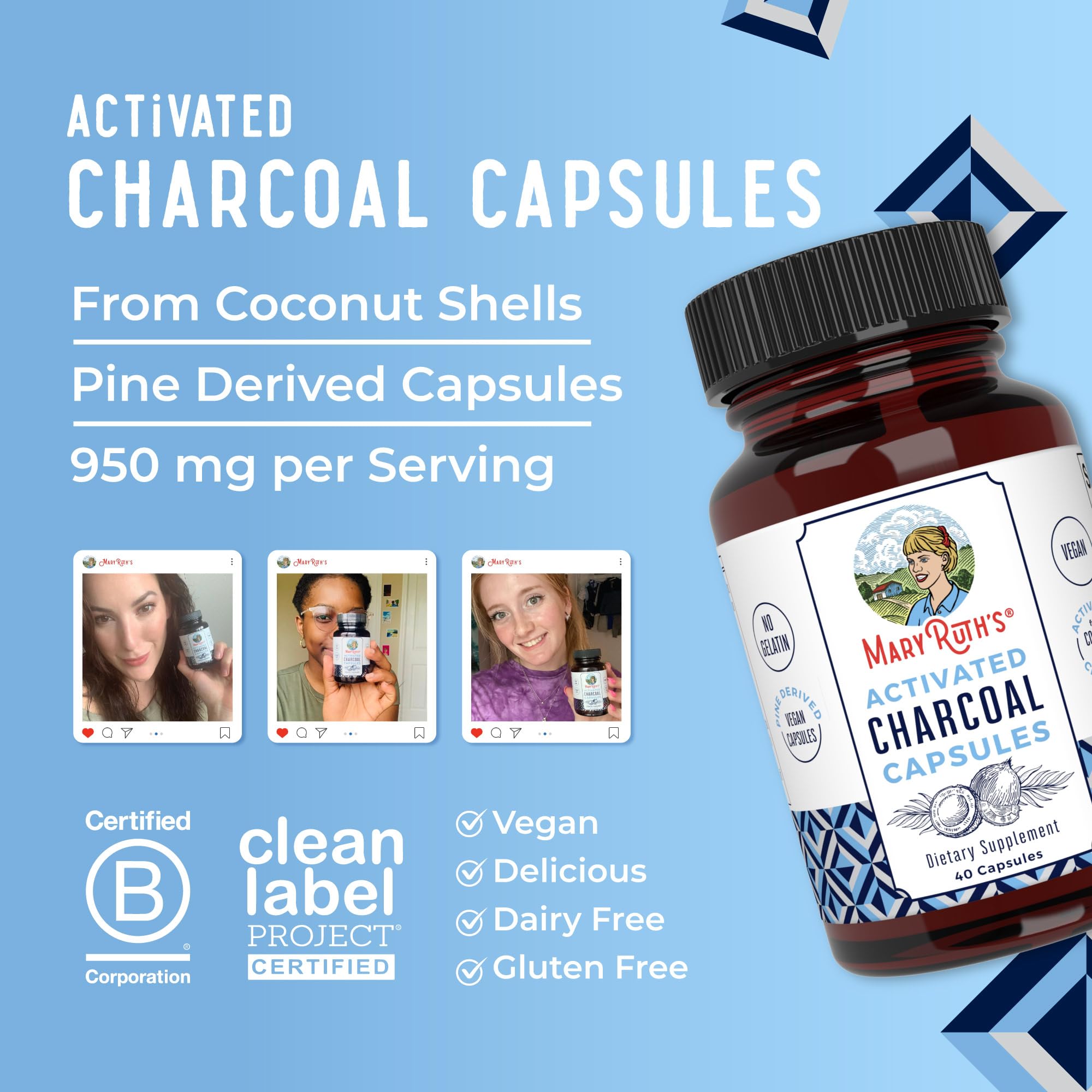 MARYRUTH'S Activated Charcoal Capsules lifestyle scene