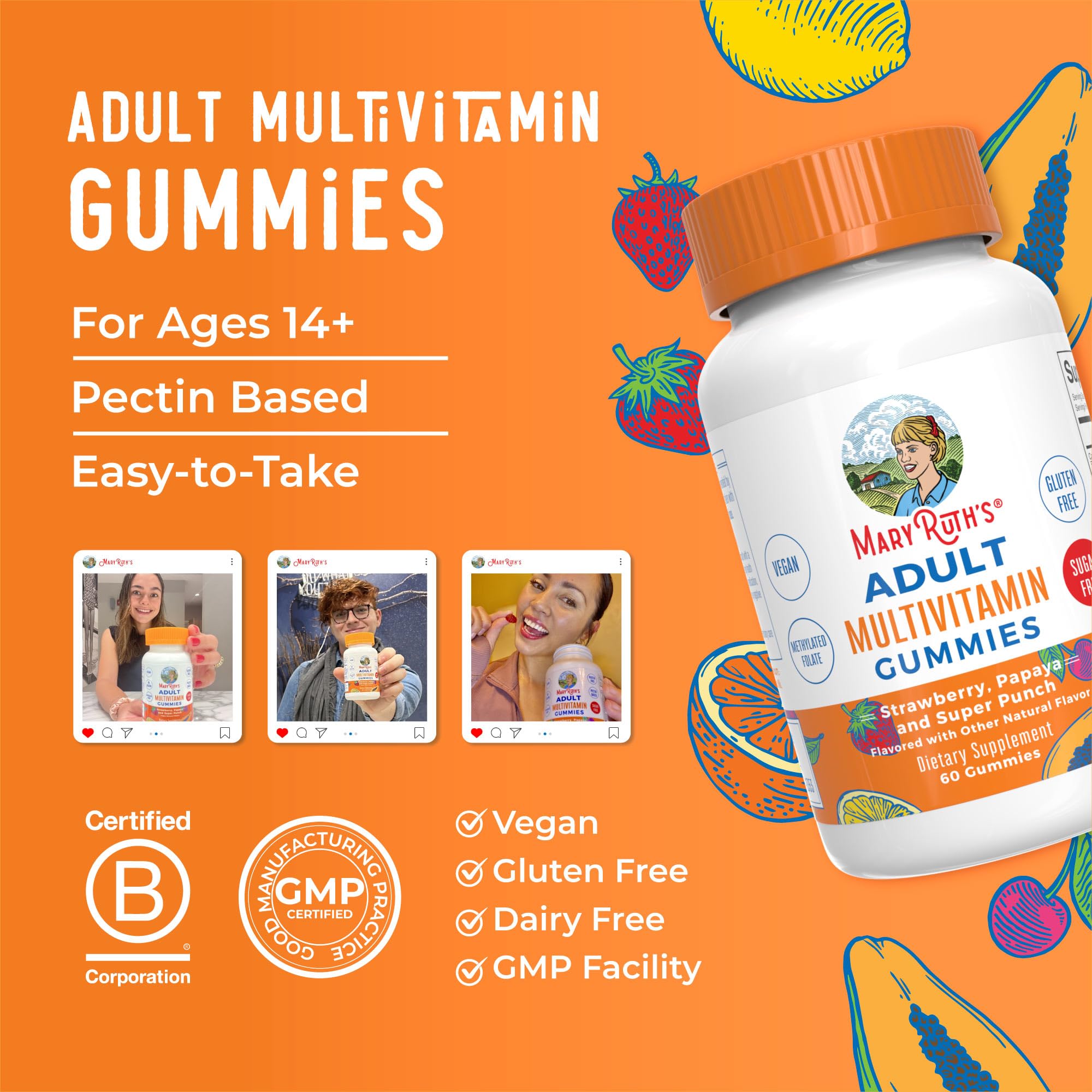 MARYRUTH'S Adult Multivitamin Gummies nutritional information