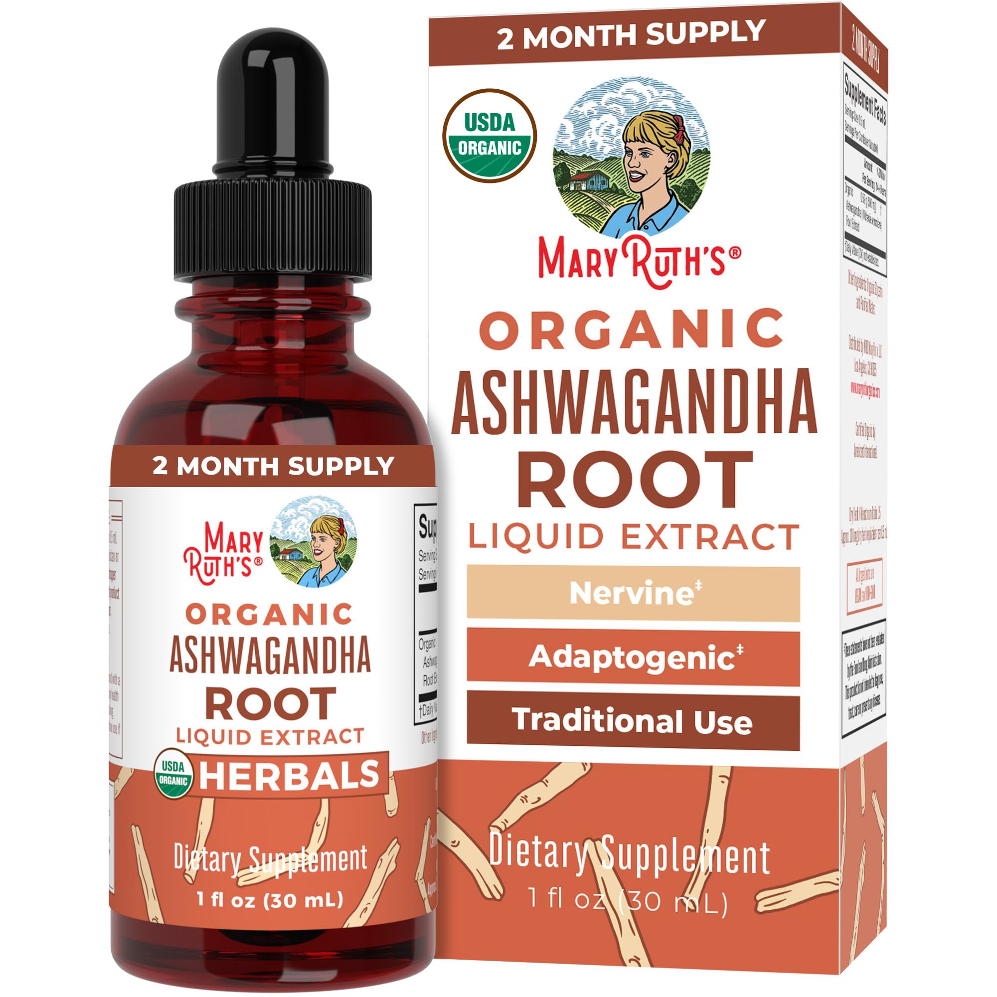 MARYRUTH'S Ashwagandha Root Liquid Drops 28g front view