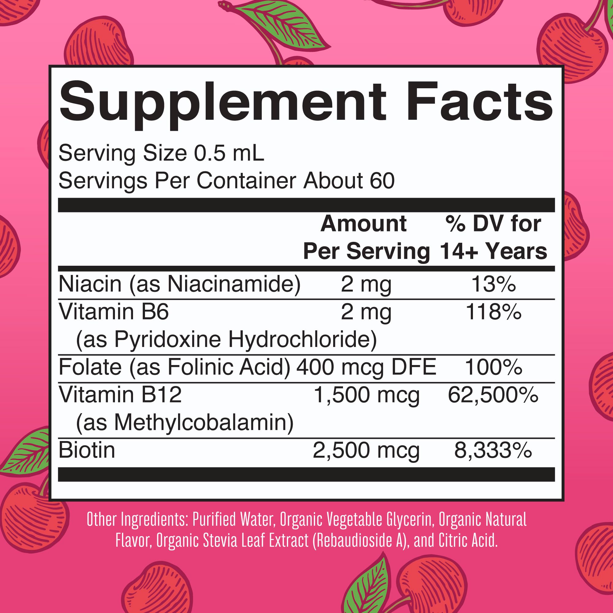 MARYRUTH'S B Complex Liquid Drops 90g back view showing ingredients