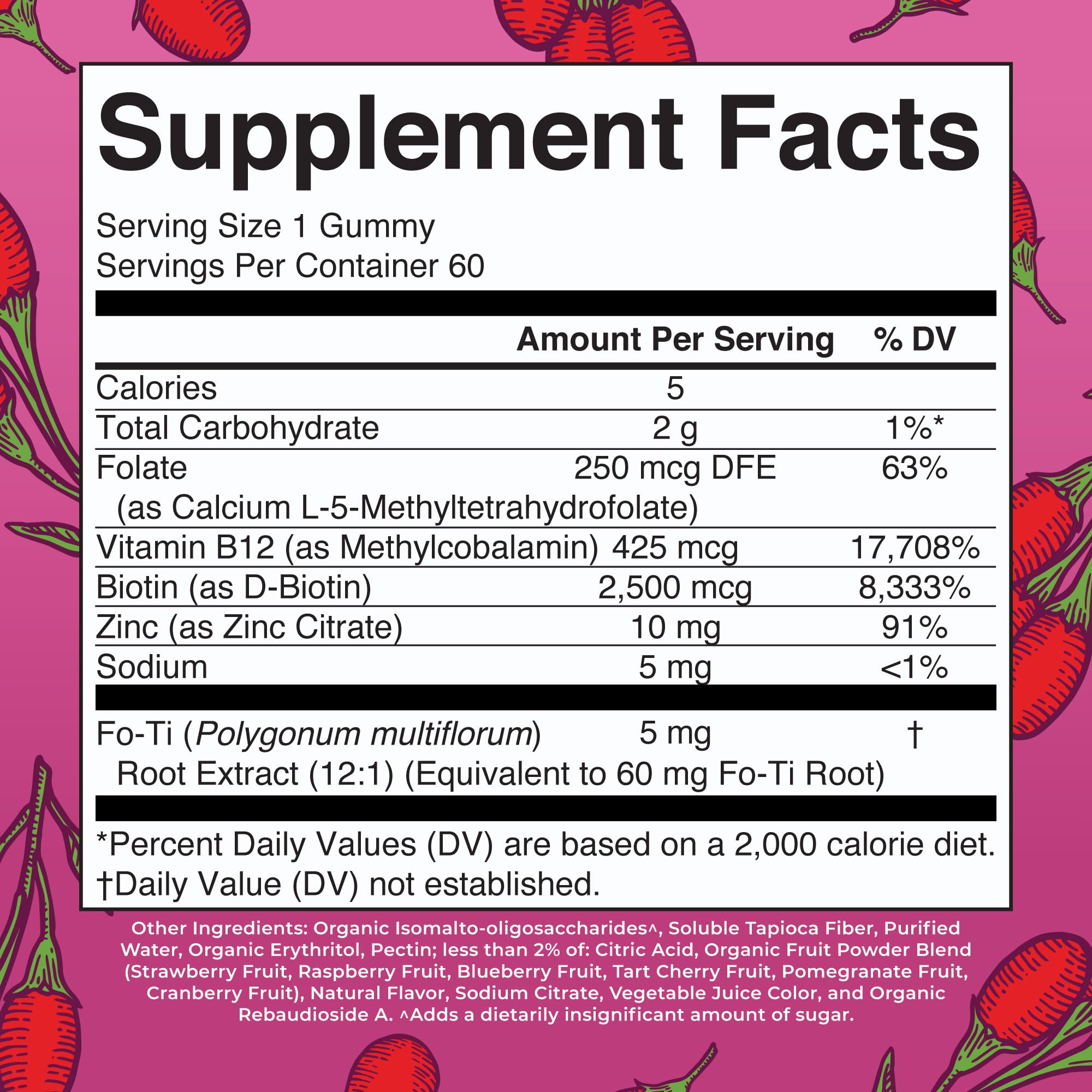 MARYRUTH'S Biotin Gummies bottle showing 60 servings