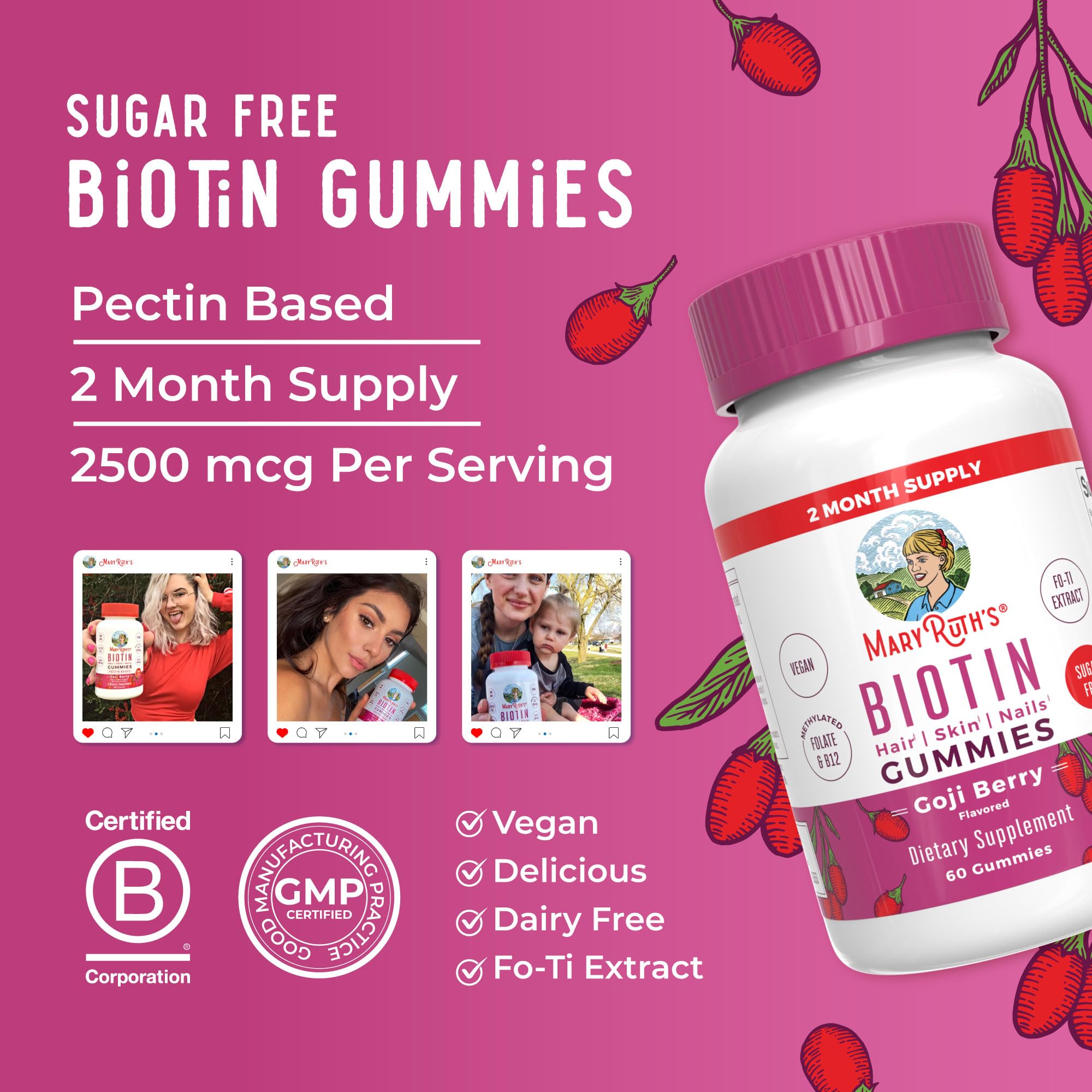 MARYRUTH'S Biotin Gummies in a lifestyle setting