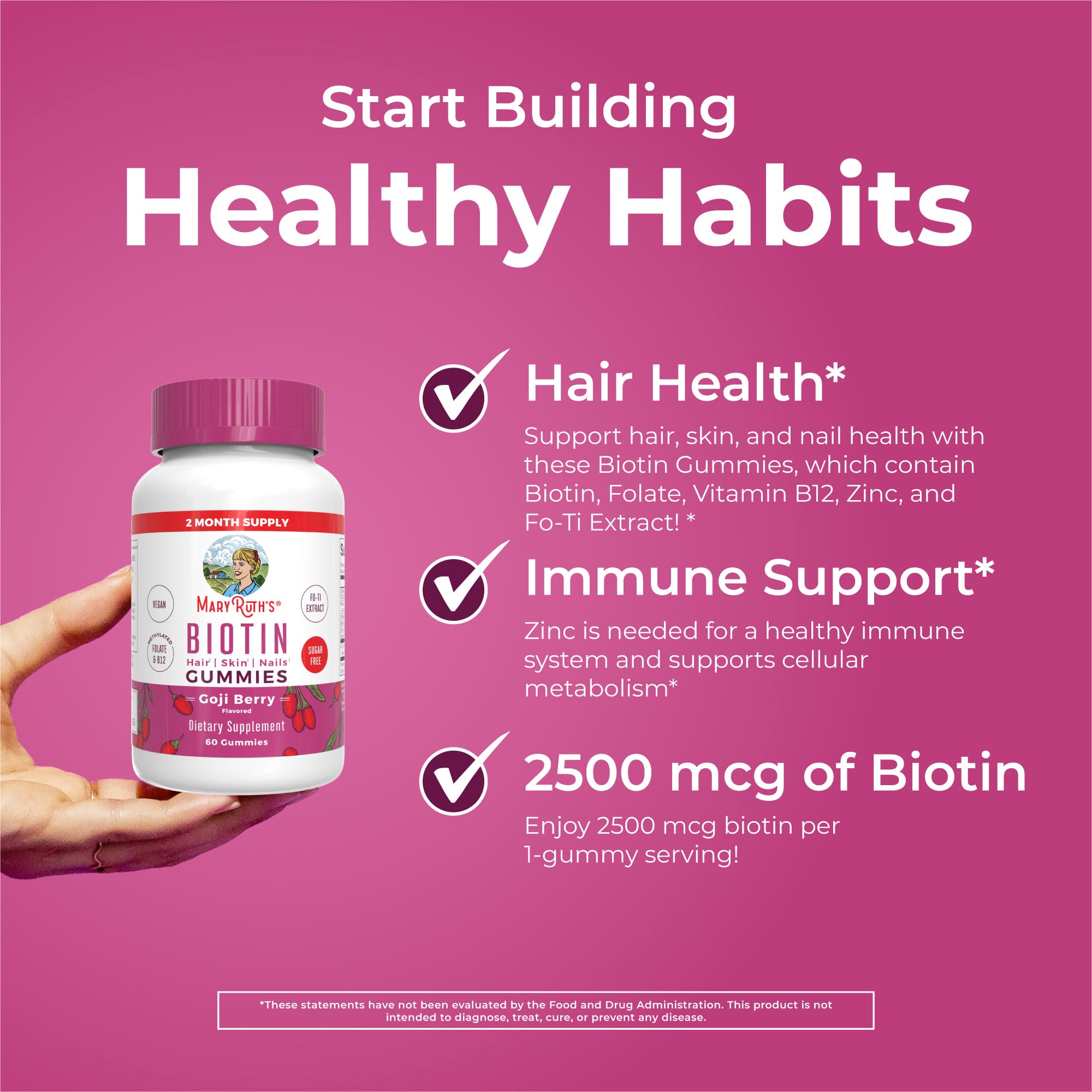 MARYRUTH'S Biotin Gummies side view of the bottle