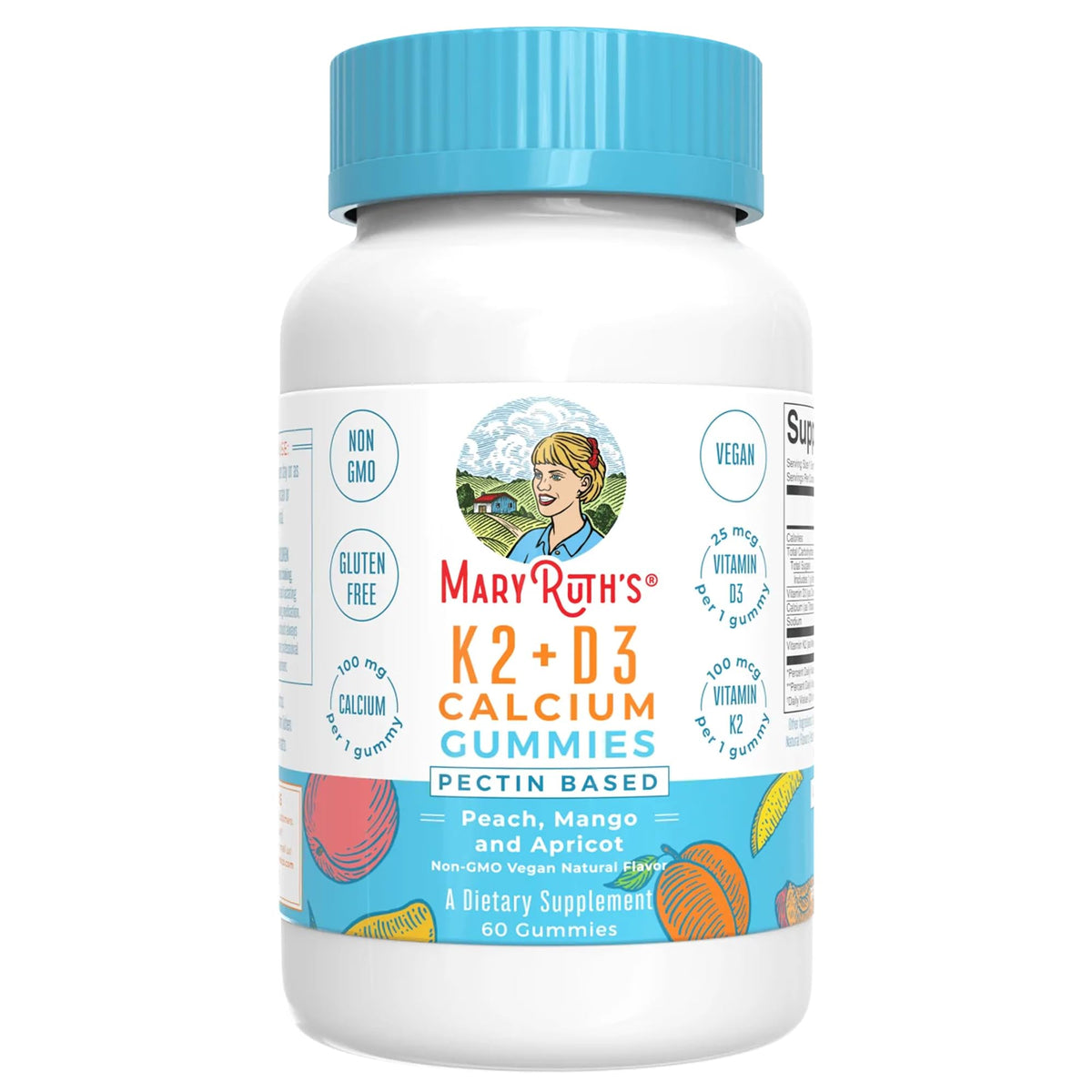 MARYRUTH'S Calcium Gummies front view with Peach, Mango & Apricot flavours