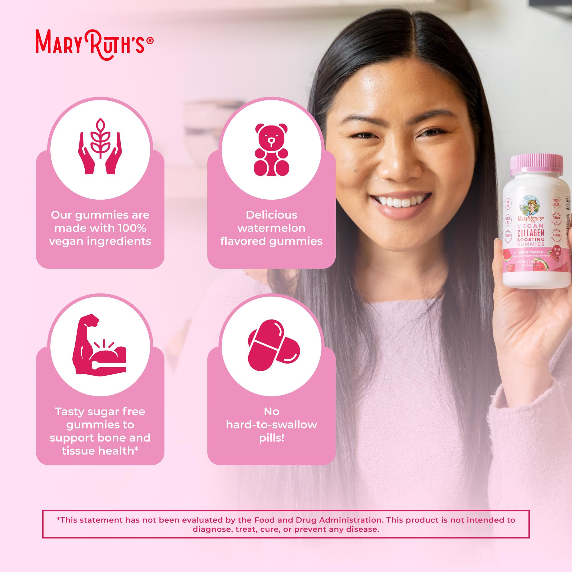 MARYRUTH'S Collagen support Gummies with a measuring spoon
