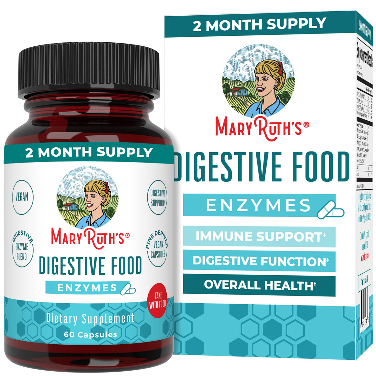 MARYRUTH'S daily Food Enzymes 60 vegan capsules front view