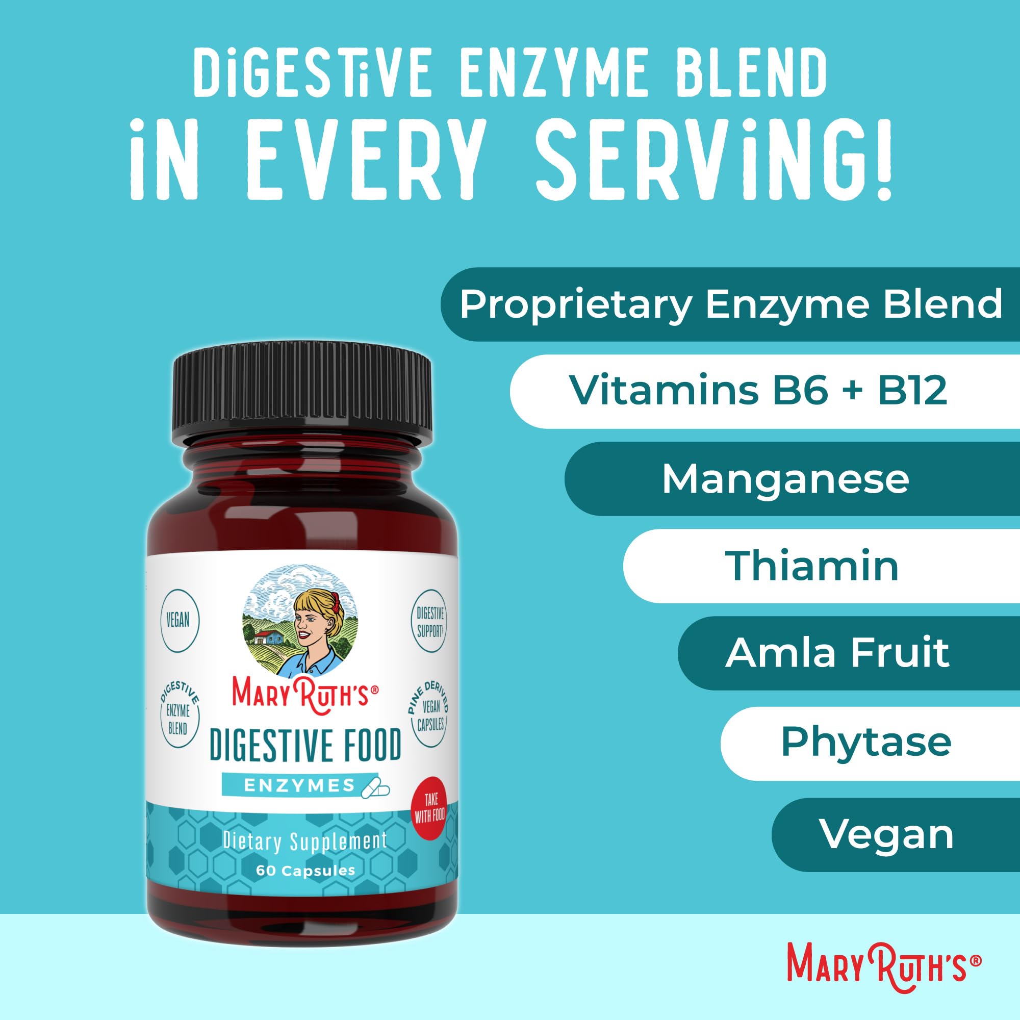MARYRUTH'S daily Food Enzymes capsules with fresh fruit