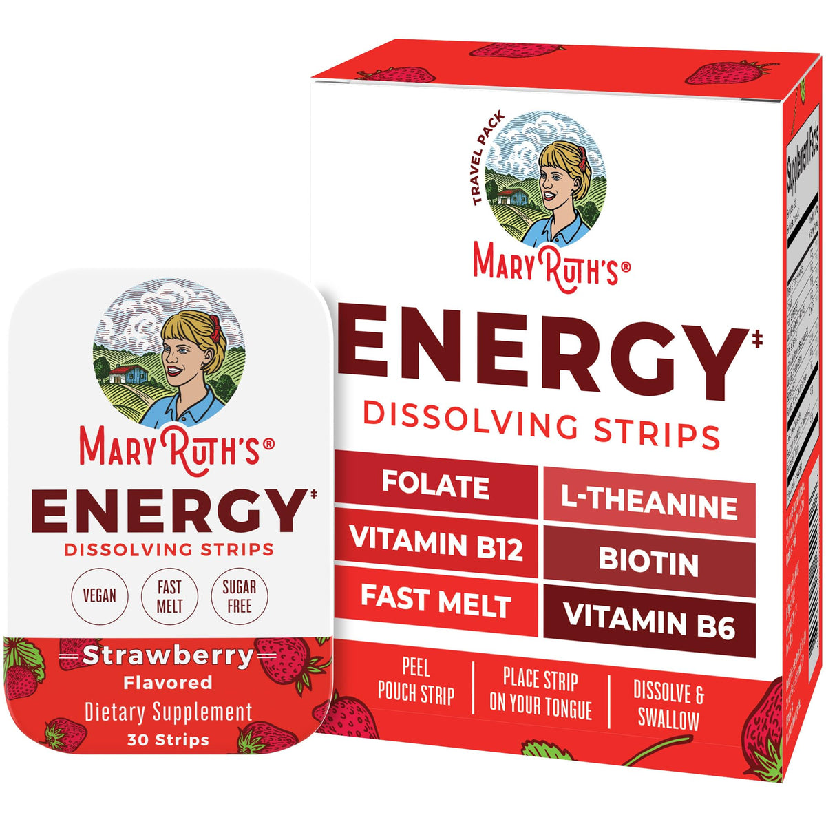 MARYRUTH'S Energy Dissolving Strips B-Complex tin front view