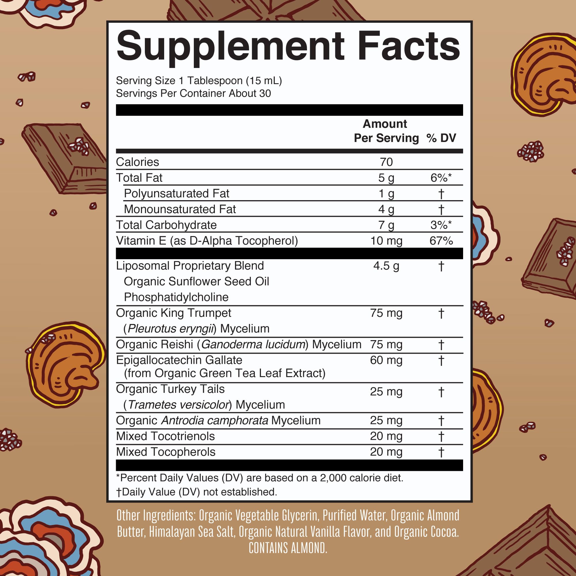 MARYRUTH'S Function Mushrooms Liposomal ingredients list