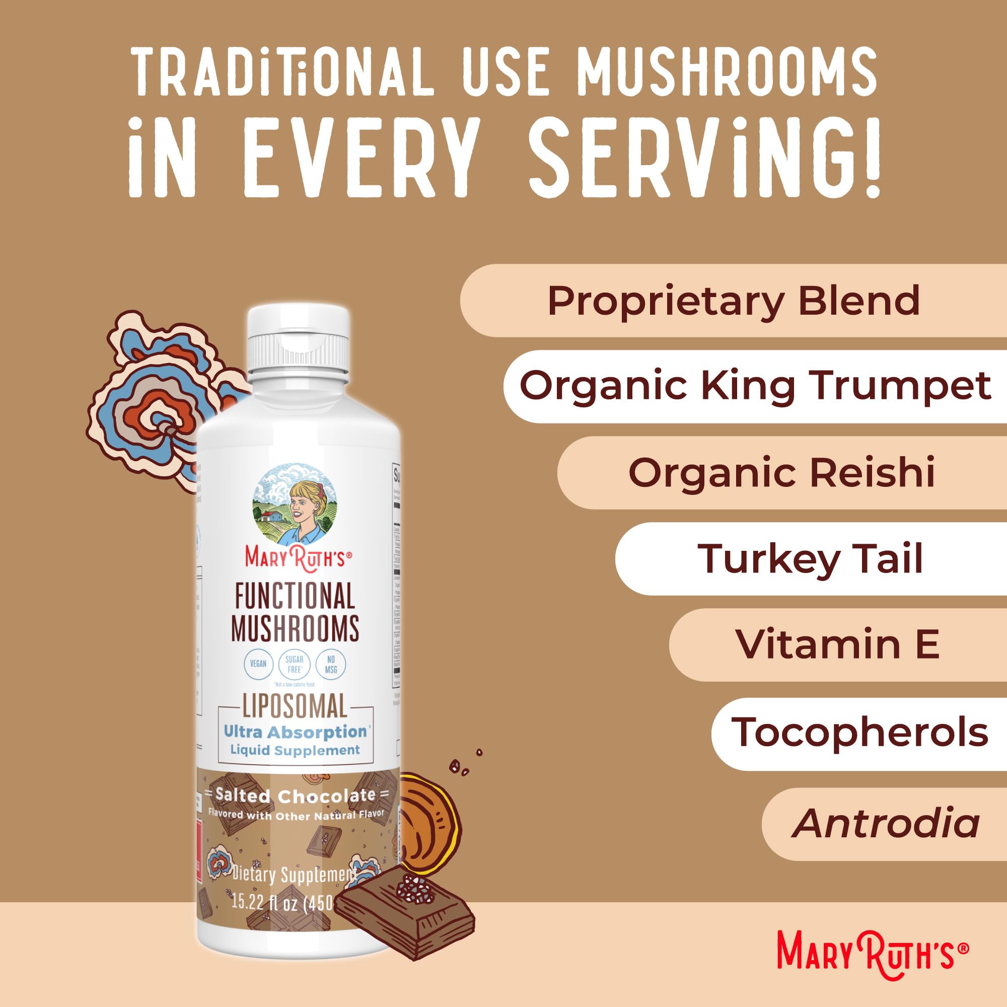 MARYRUTH'S Function Mushrooms Liposomal nutritional information