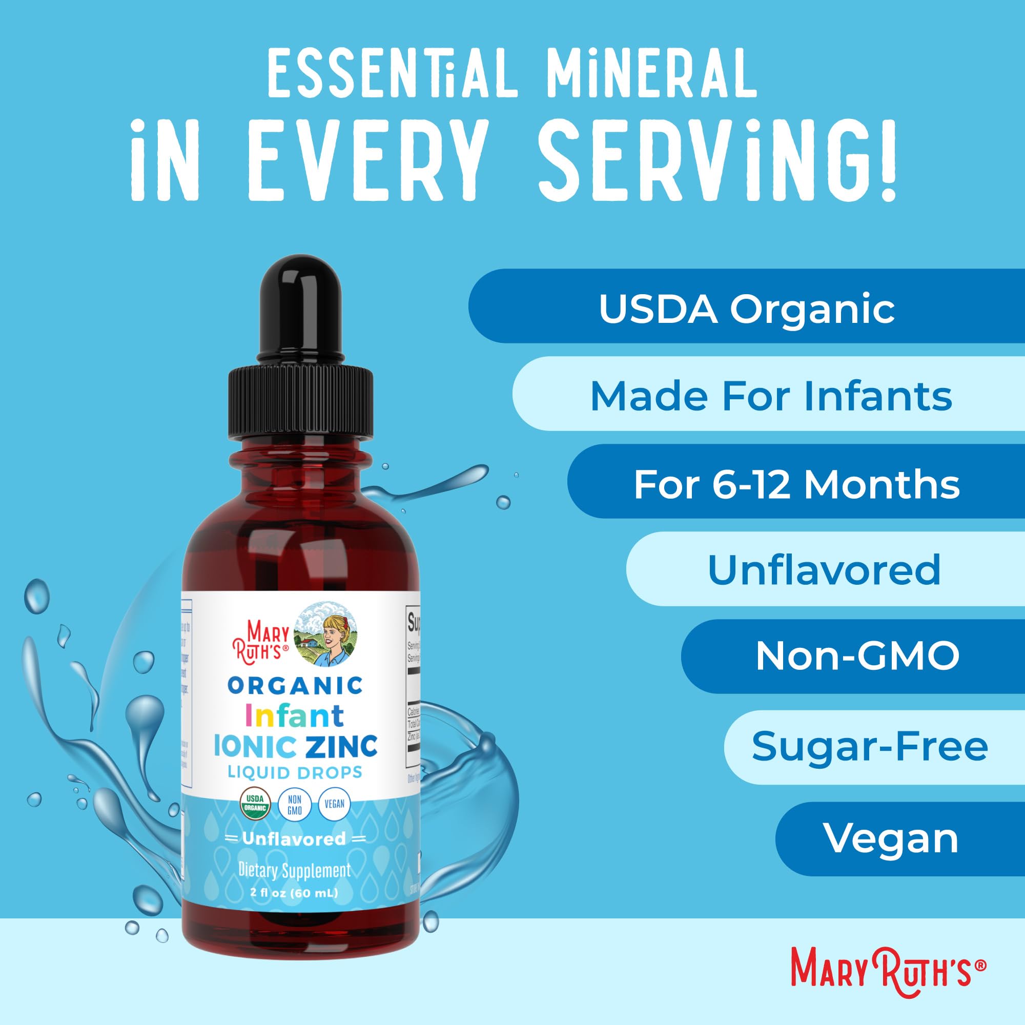 MARYRUTH'S Infant Liquid Ionic Zinc 57g dropper close-up