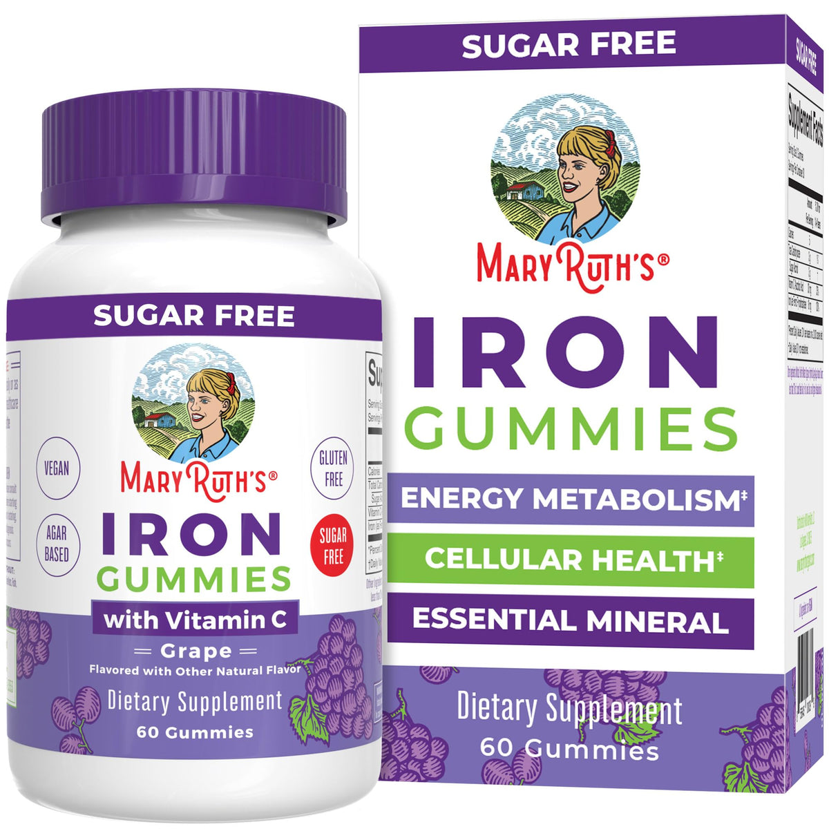 MARYRUTH'S Iron Gummies front view with packaging