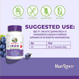MARYRUTH'S Iron Gummies nutritional information on back