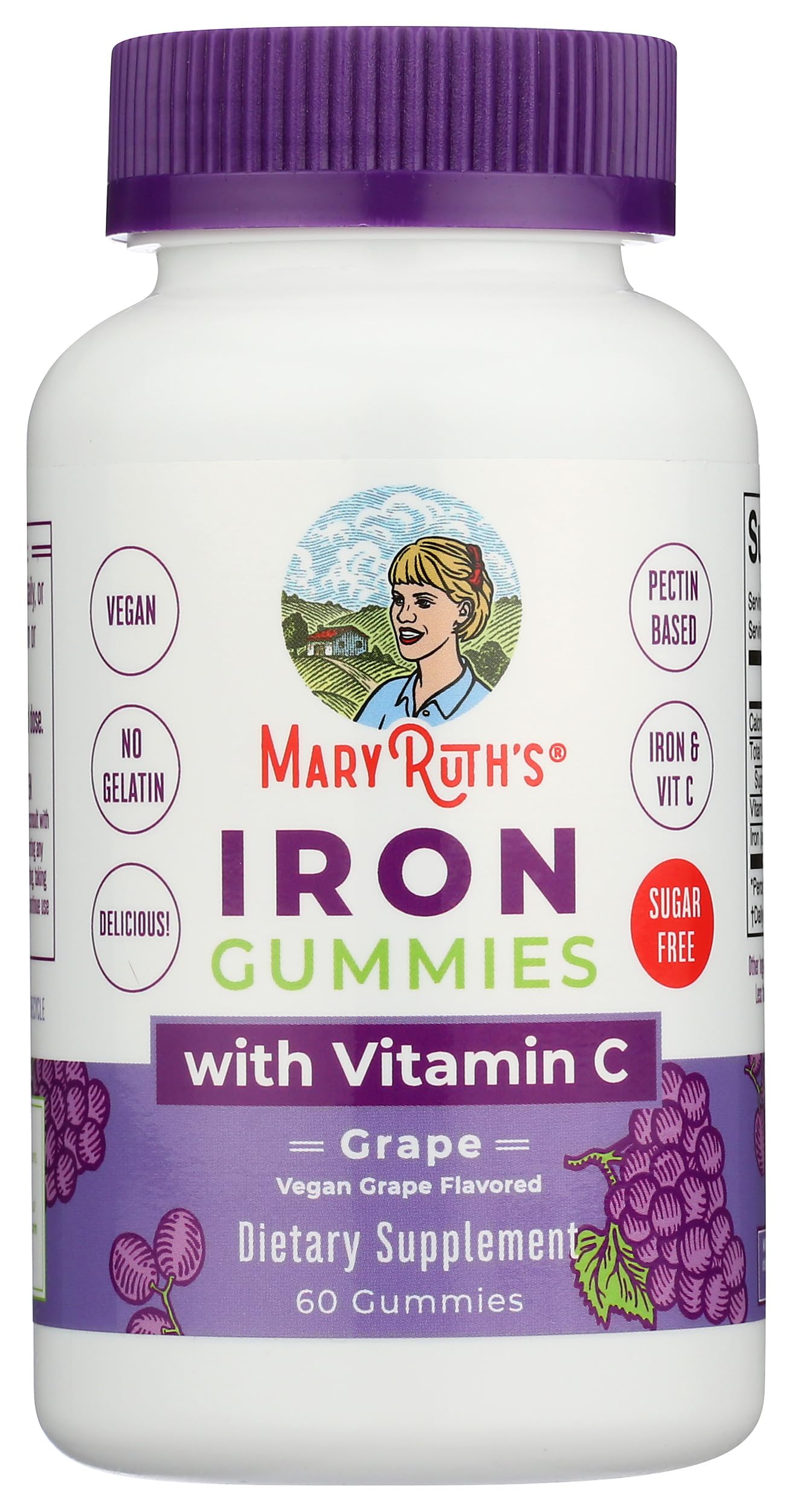 MARYRUTH'S Iron Gummies with Vitamin C displayed on a table