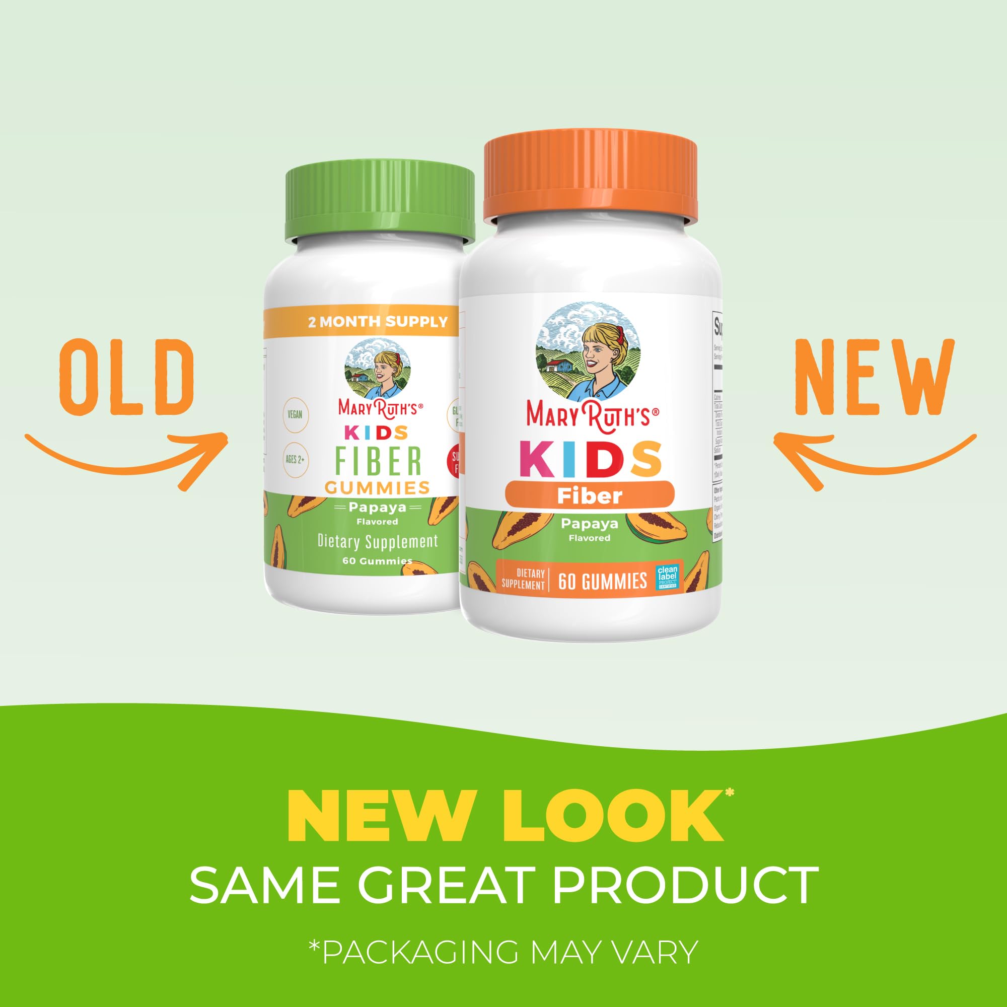 MARYRUTH'S Kids Fiber Gummies side view with nutritional information