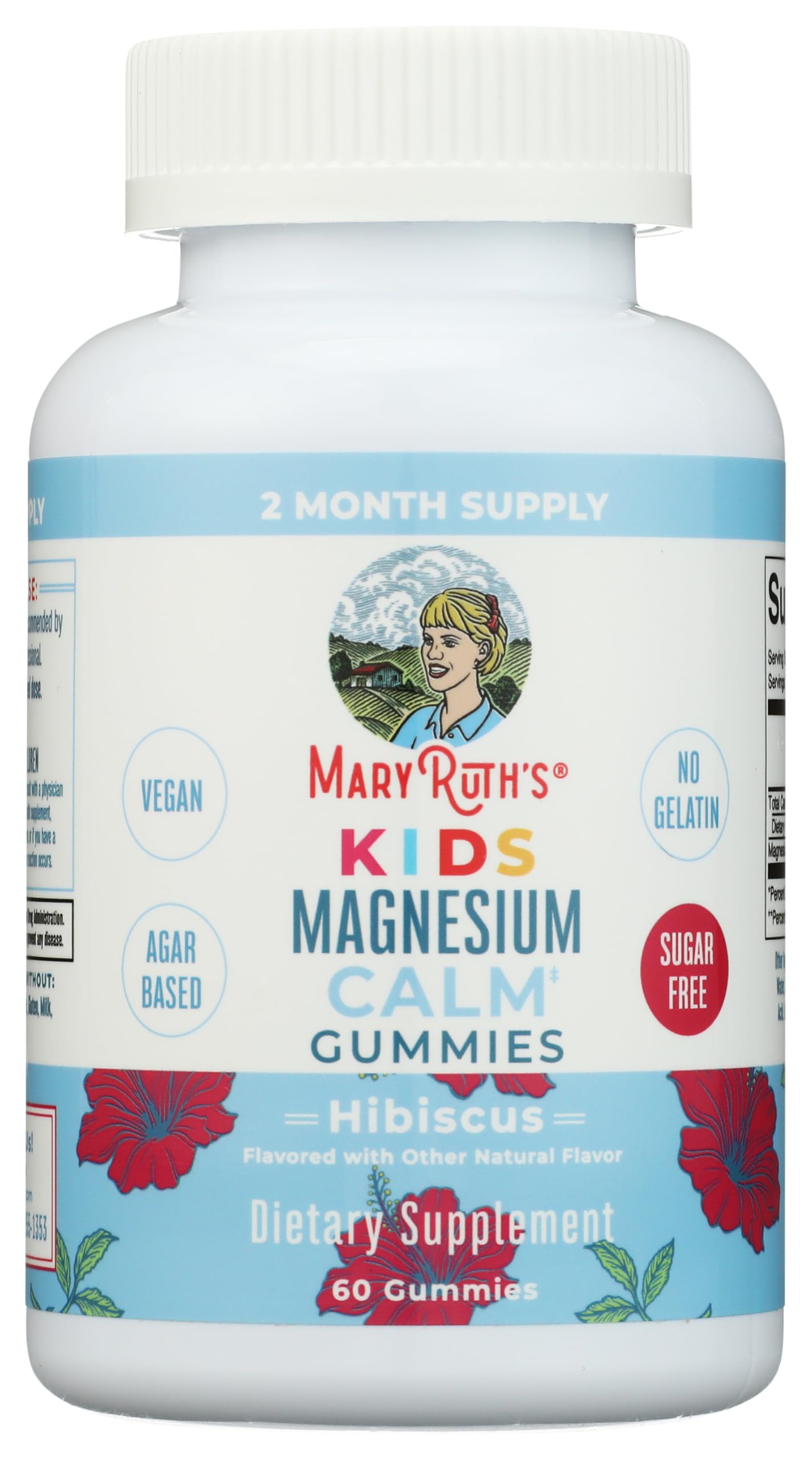 MARYRUTH'S Kids Magnesium Calm Gummies 60 servings hibiscus flavour