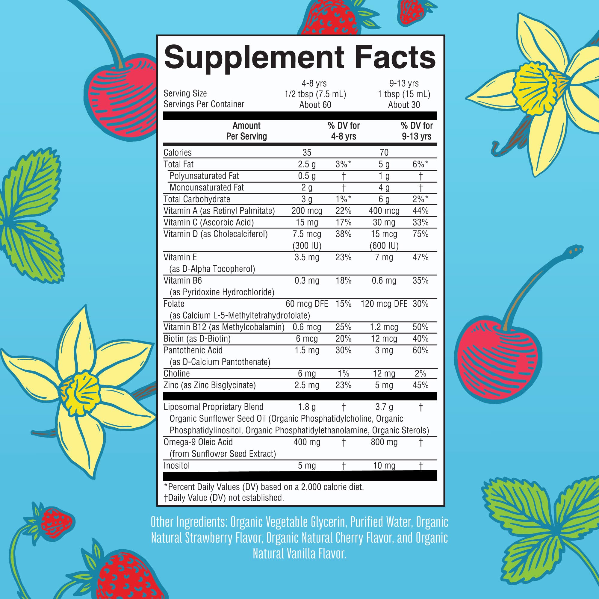 MARYRUTH'S Kids Multivitamin Liposomal bottle with Strawberry Cherry Vanilla