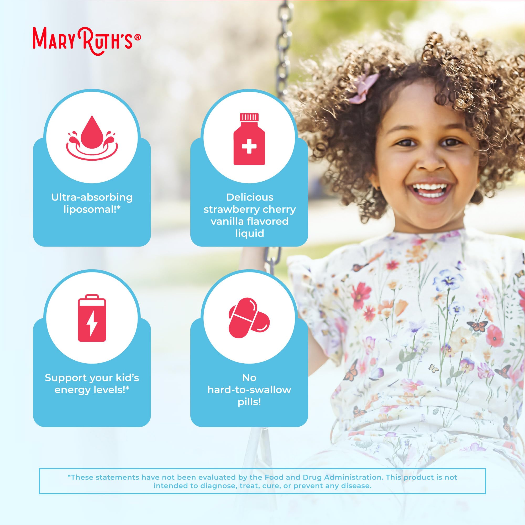 MARYRUTH'S Kids Multivitamin Liposomal in a child's hand