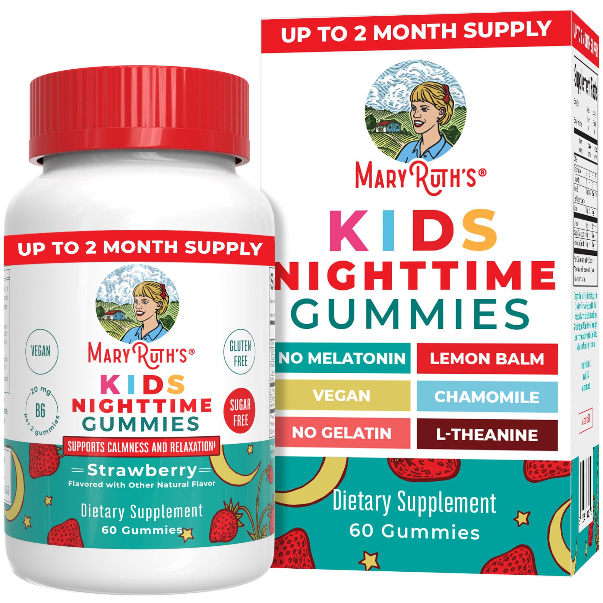 MARYRUTH'S Kids Nighttime Gummies bottle front view, strawberry flavour