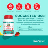 MARYRUTH'S Kids Nighttime Gummies side view with nutritional information