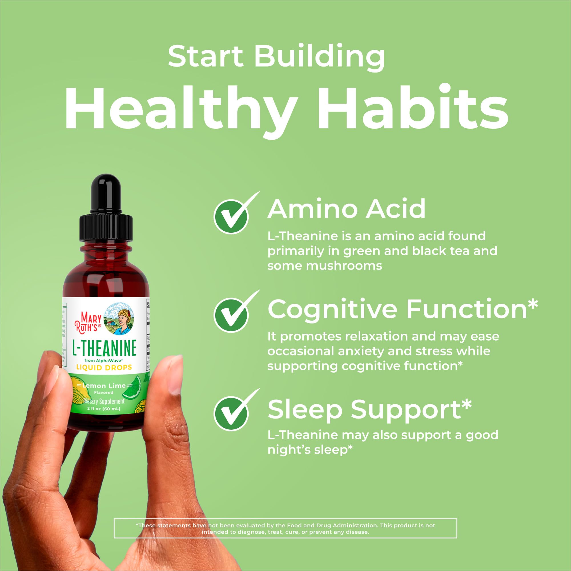 MARYRUTH'S L-Theanine Liquid Drops with lemon-lime slices
