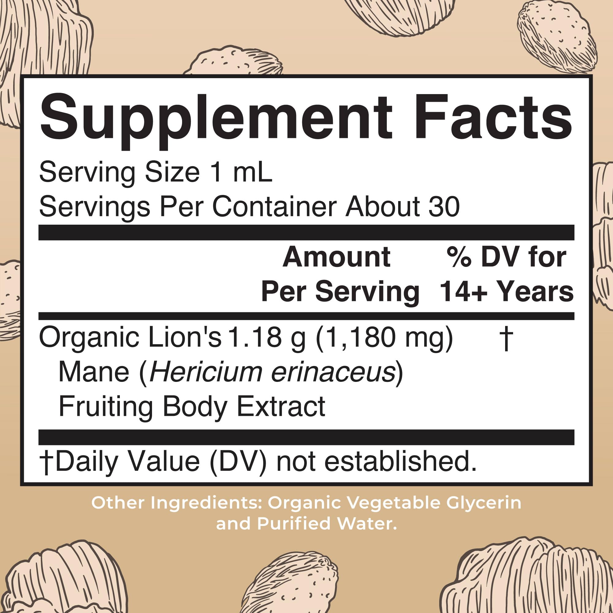 MARYRUTH'S Lion's Mane Mushroom Liquid Drops bottle with label
