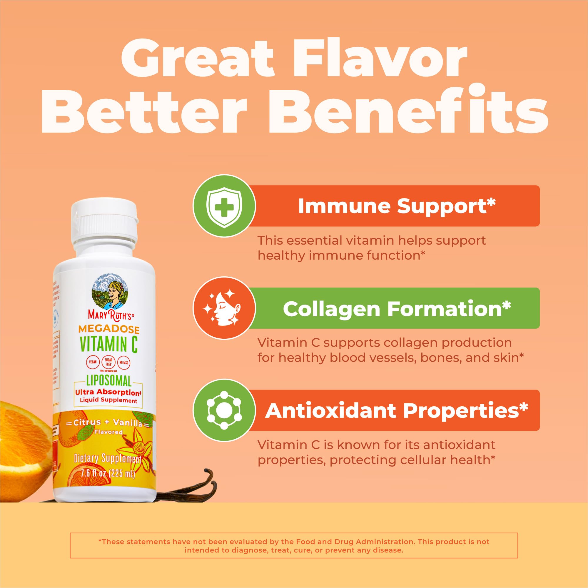 MARYRUTH'S Liposomal Vitamin C Liquid Supplement with measuring spoon