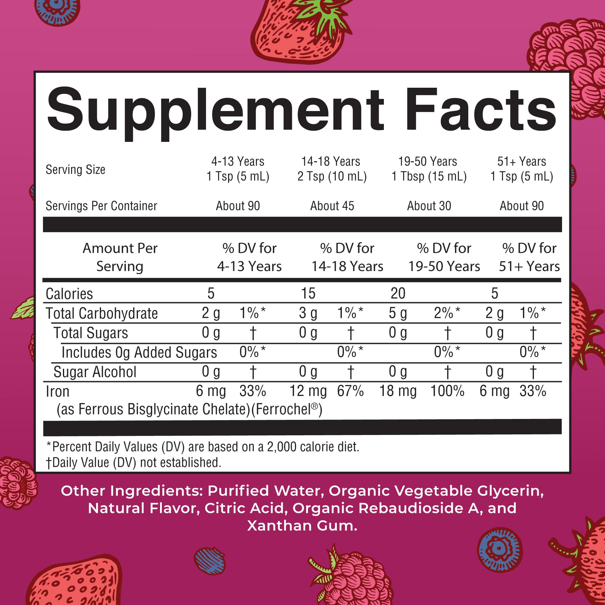 MARYRUTH'S Liquid Iron Supplement 490g back view
