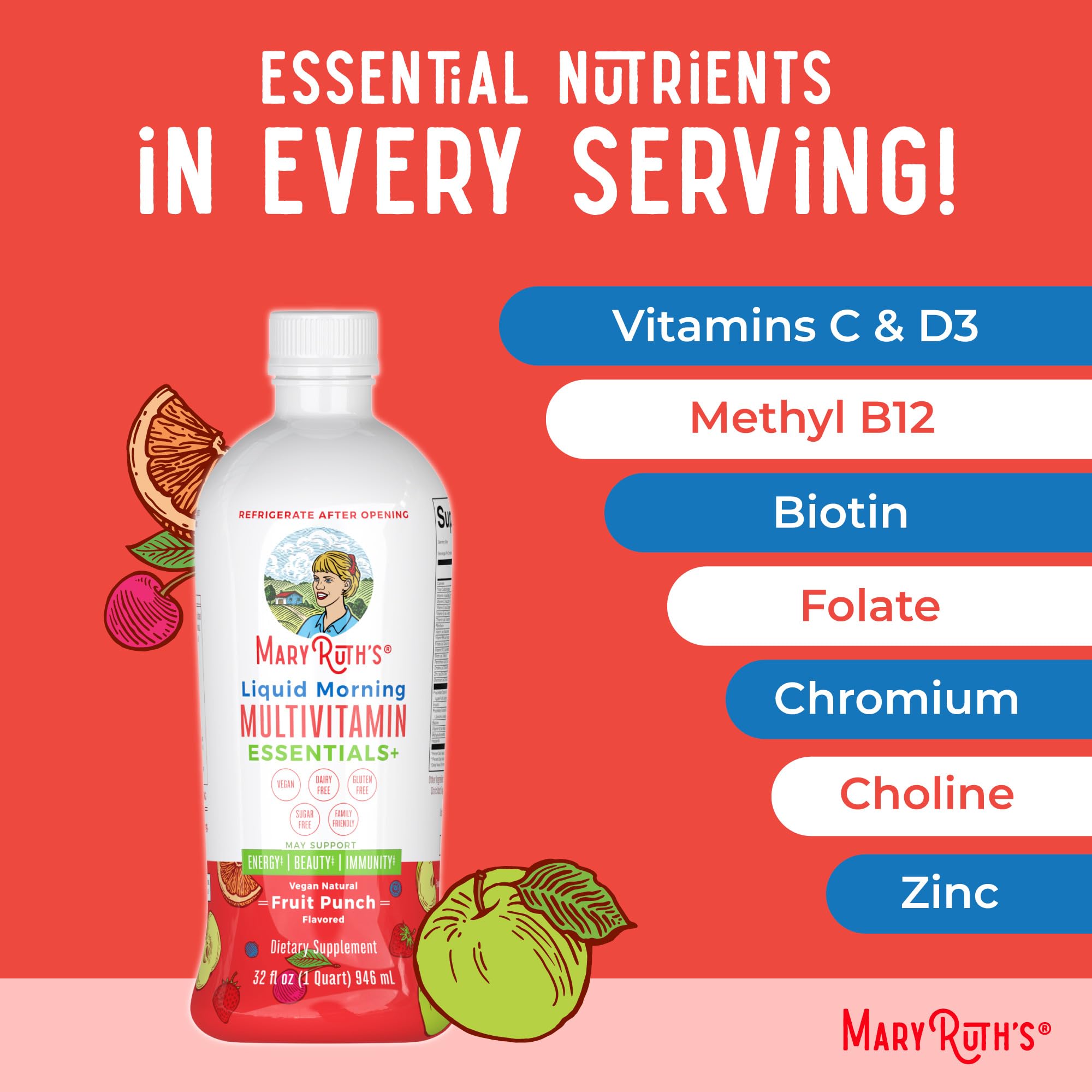 MARYRUTH'S Liquid Morning Multivitamin Essentials+ packaging details