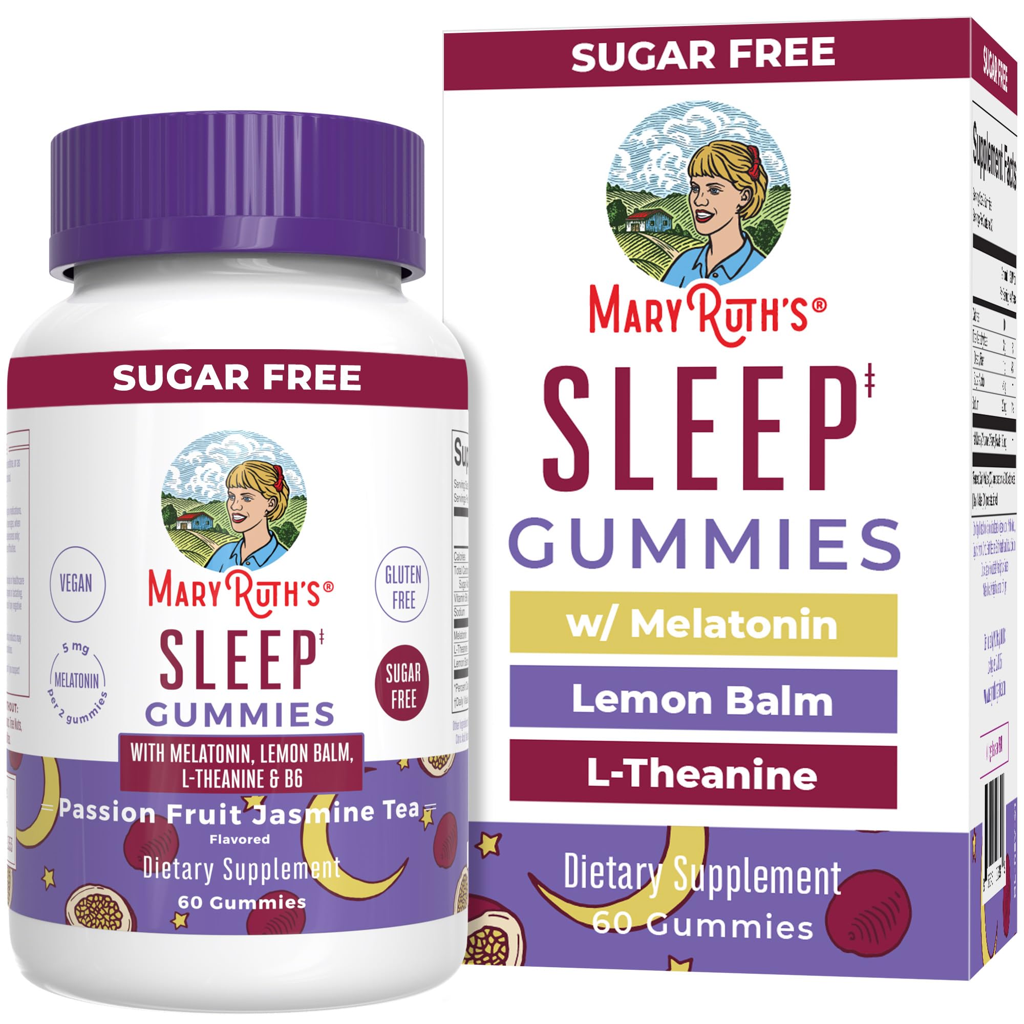 MARYRUTH'S Melatonin 5mg Sleep Gummies front view, 60 count bottle