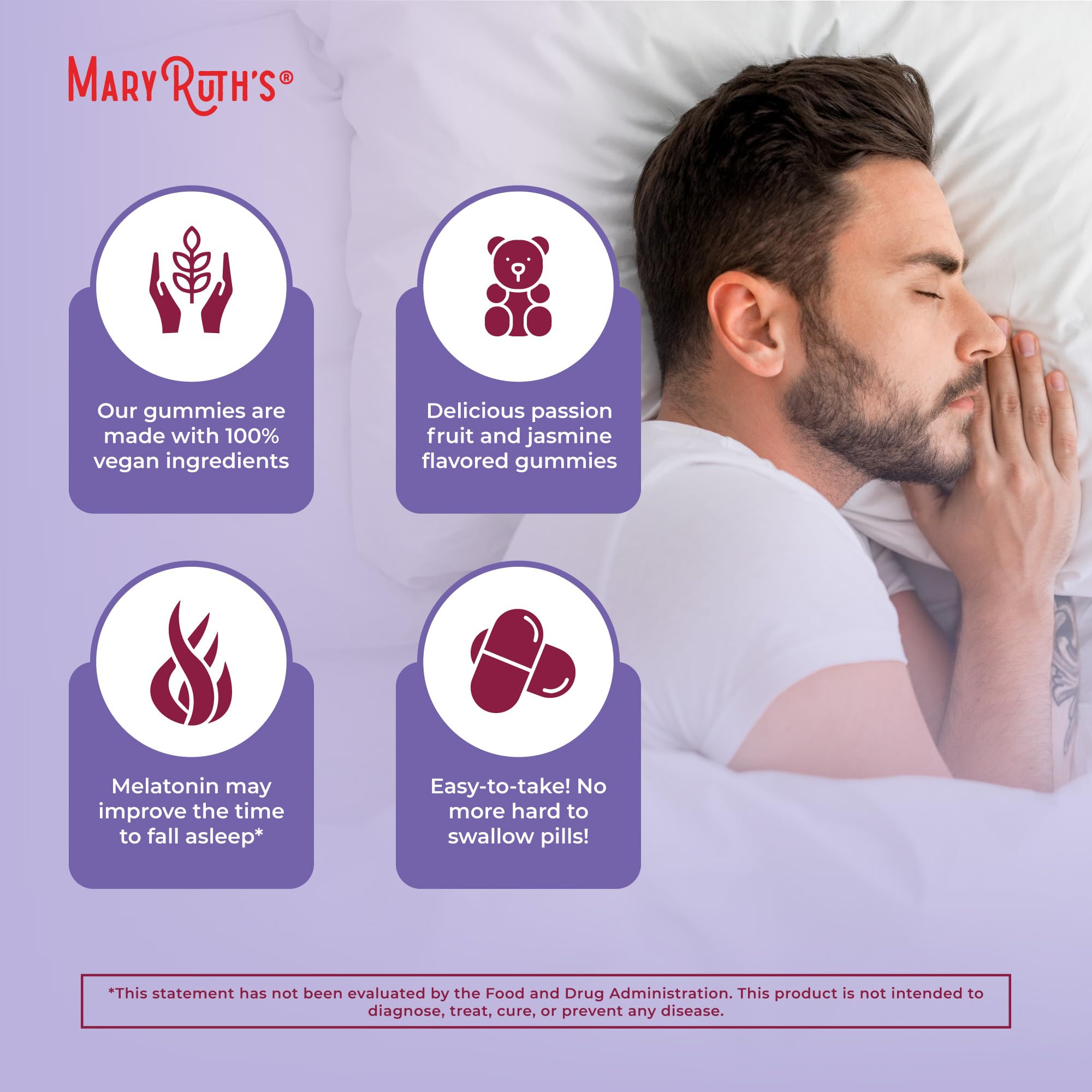 MARYRUTH'S Melatonin 5mg Sleep Gummies with nutritional information