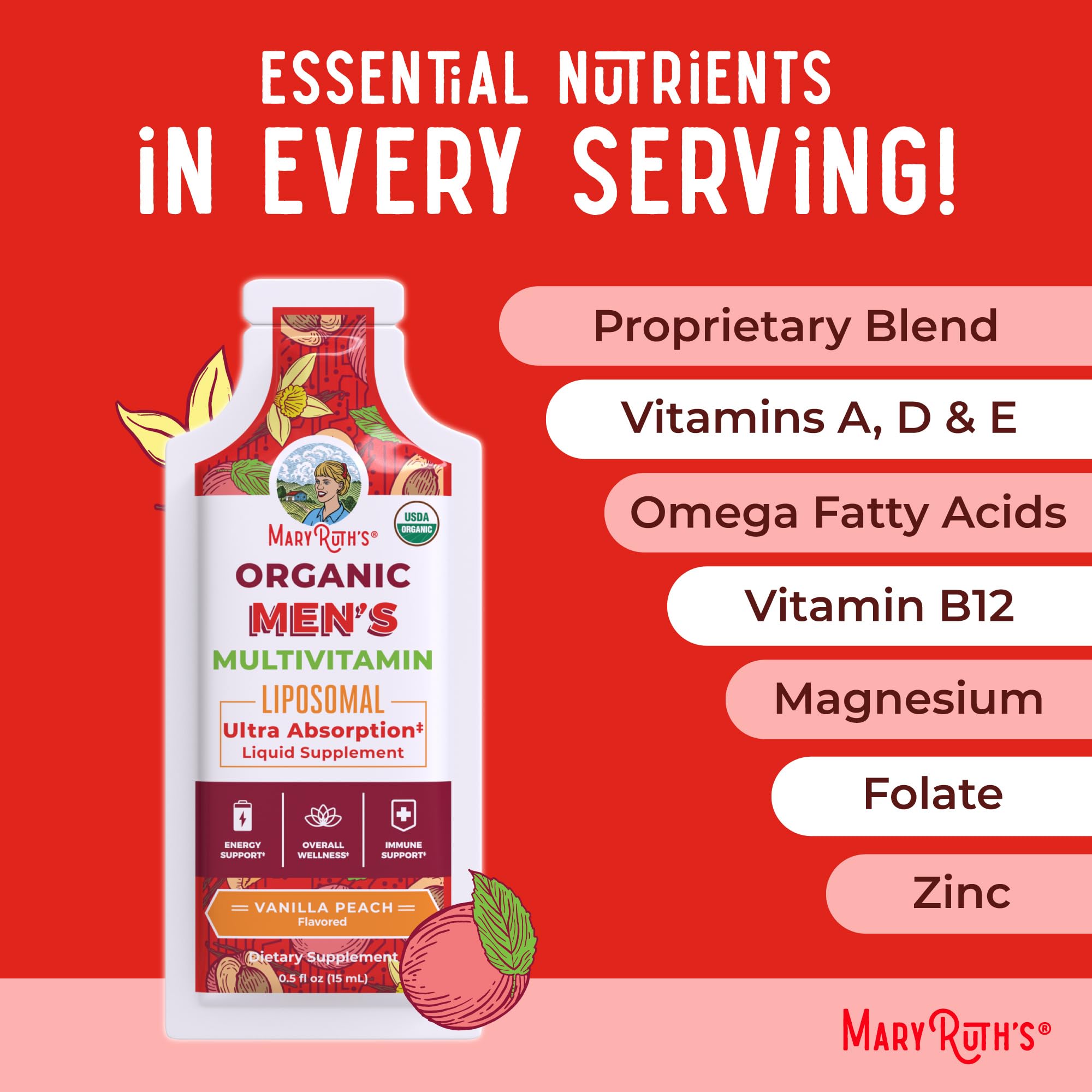 MARYRUTH'S Men's Multivitamin Liposomal 281g nutritional information