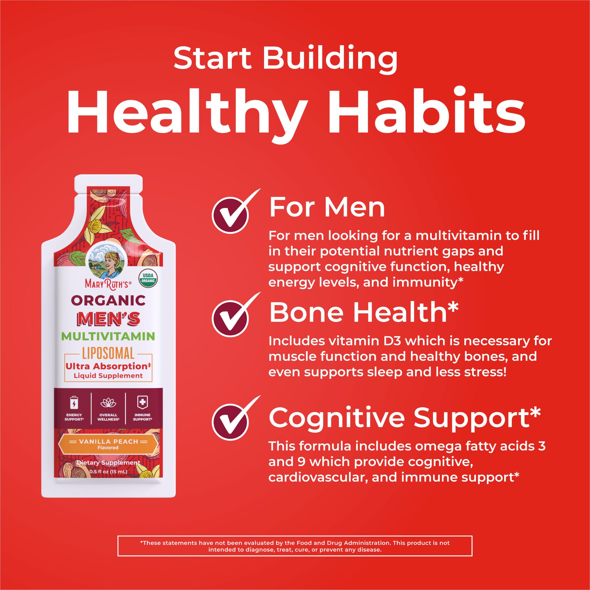 MARYRUTH'S Men's Multivitamin Liposomal 281g vanilla peach flavour