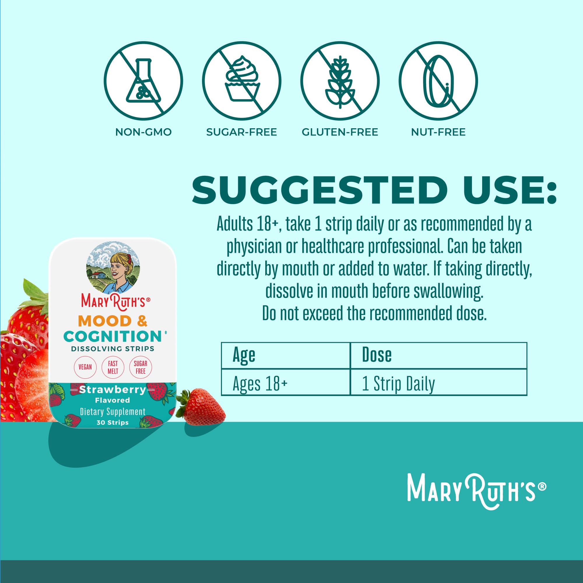 MARYRUTH'S Mood & Cognition Dissolving Strips ingredients list