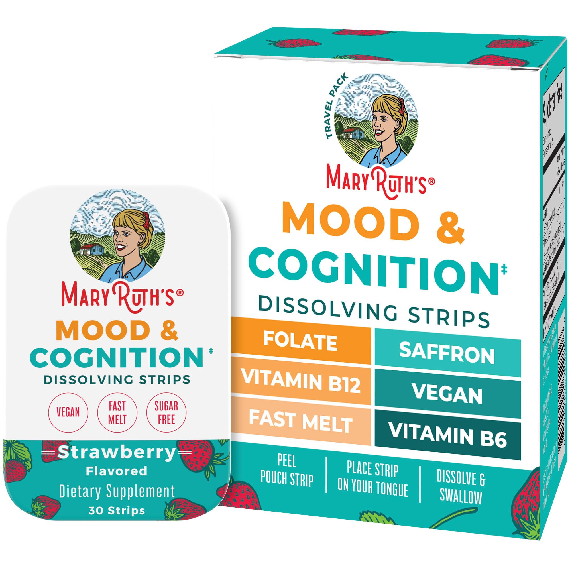 MARYRUTH'S Mood & Cognition Dissolving Strips tin front view