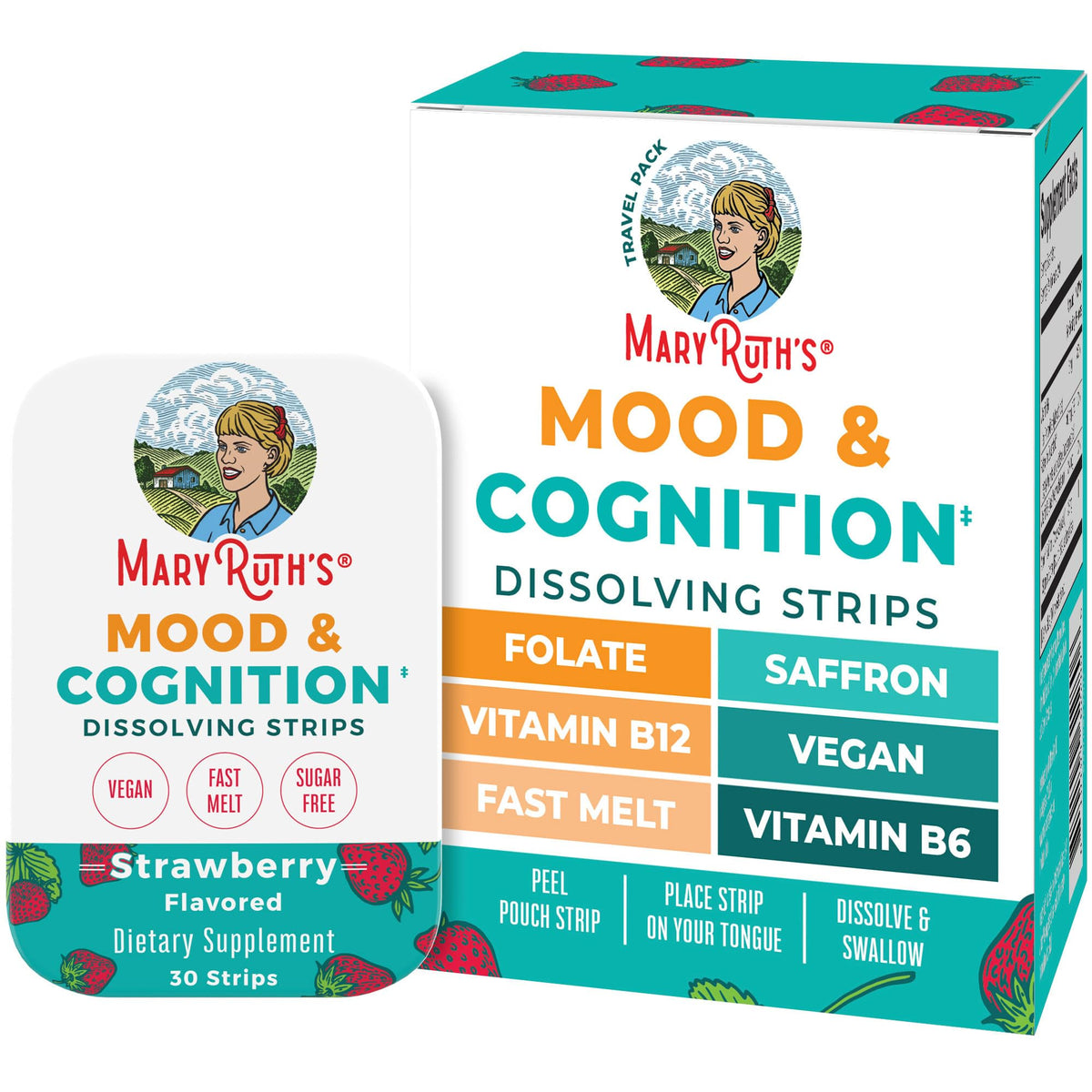 MARYRUTH'S Mood & Cognition Dissolving Strips tin front view