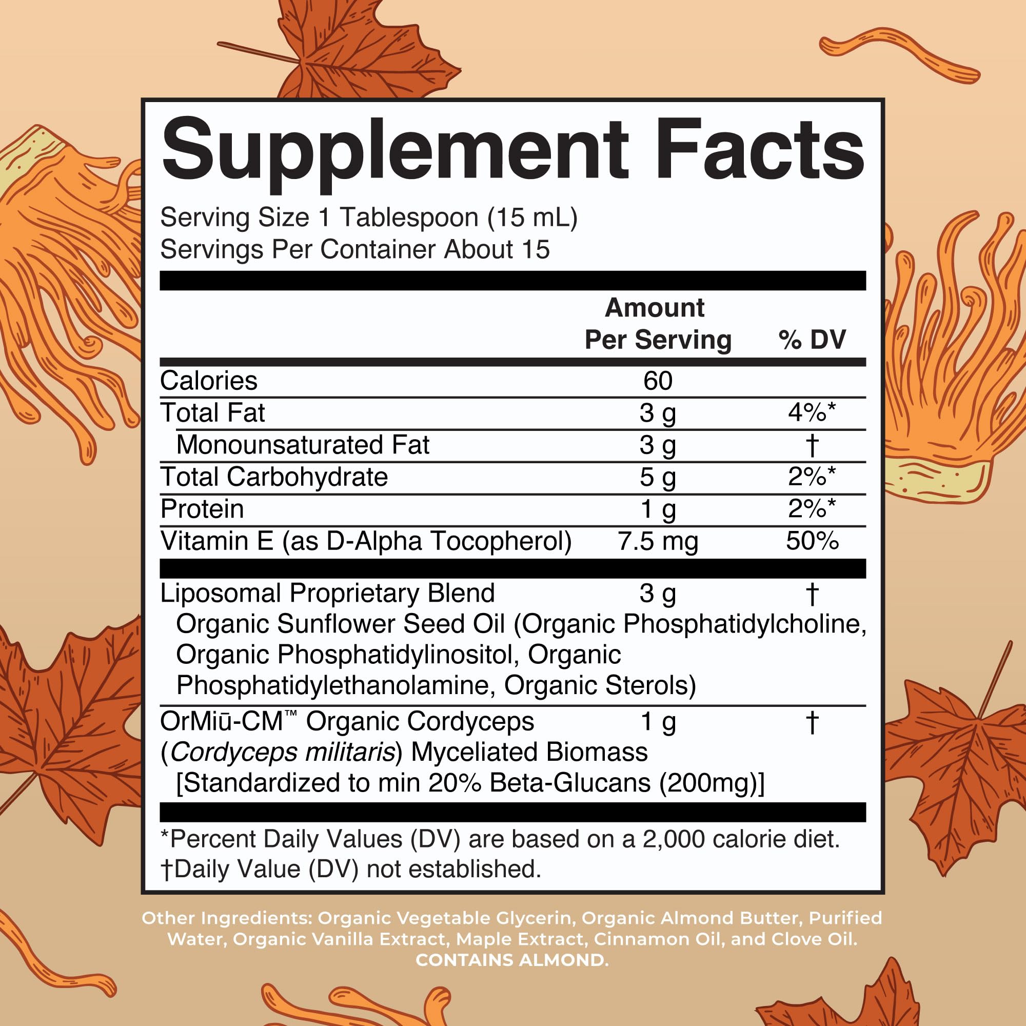 MARYRUTH'S Organic Cordyceps Mushroom Liposomal 281g back view